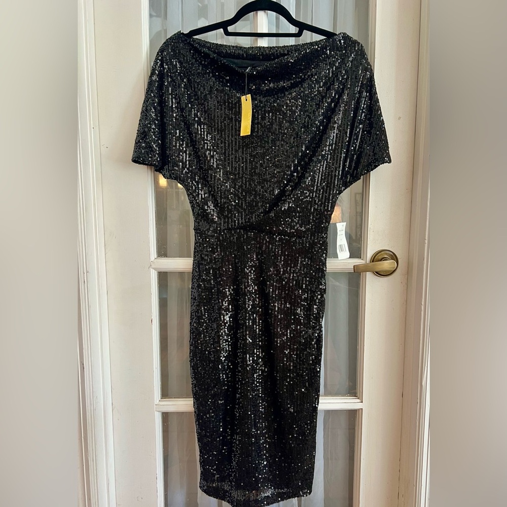 NWT SZ S Alexia Admor Black Sequined Dress